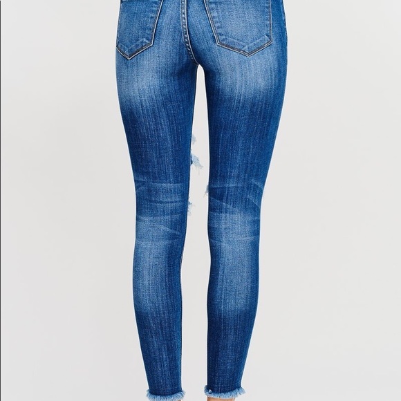 KANCAN NEW‼️DISTRESSED RIPPED ANKLE SKINNY- JEANS - Picture 5 of 7